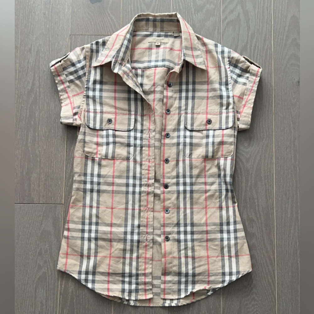 Burberry London Women’s Short-Sleeve Button-Up Shirt – Size XS